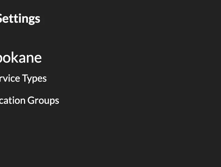 Service Types, Location Groups & Zones