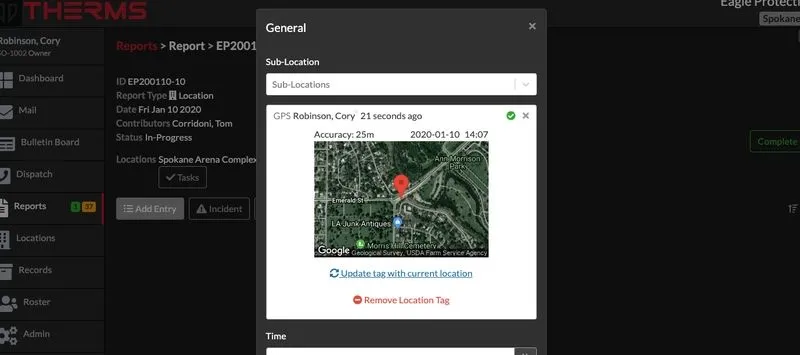 User GPS Tags in Reports