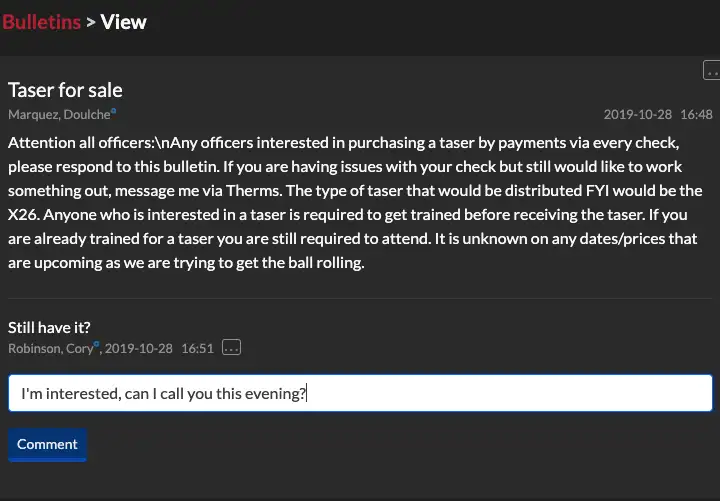 Writing a new comment below original Bulletin Post.