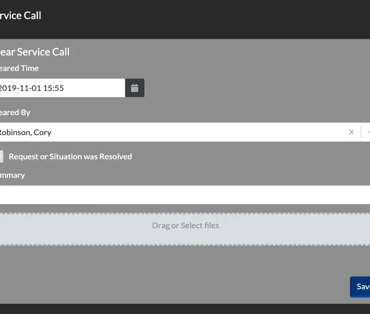 Clear Service Call form.