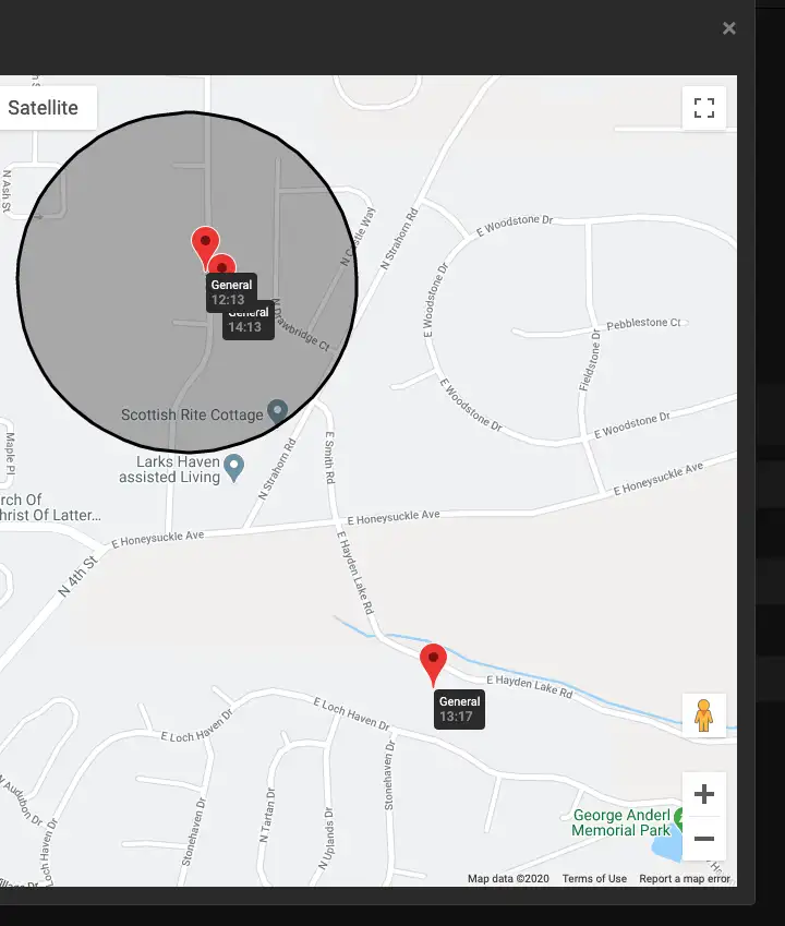 Map showing GPS tags.