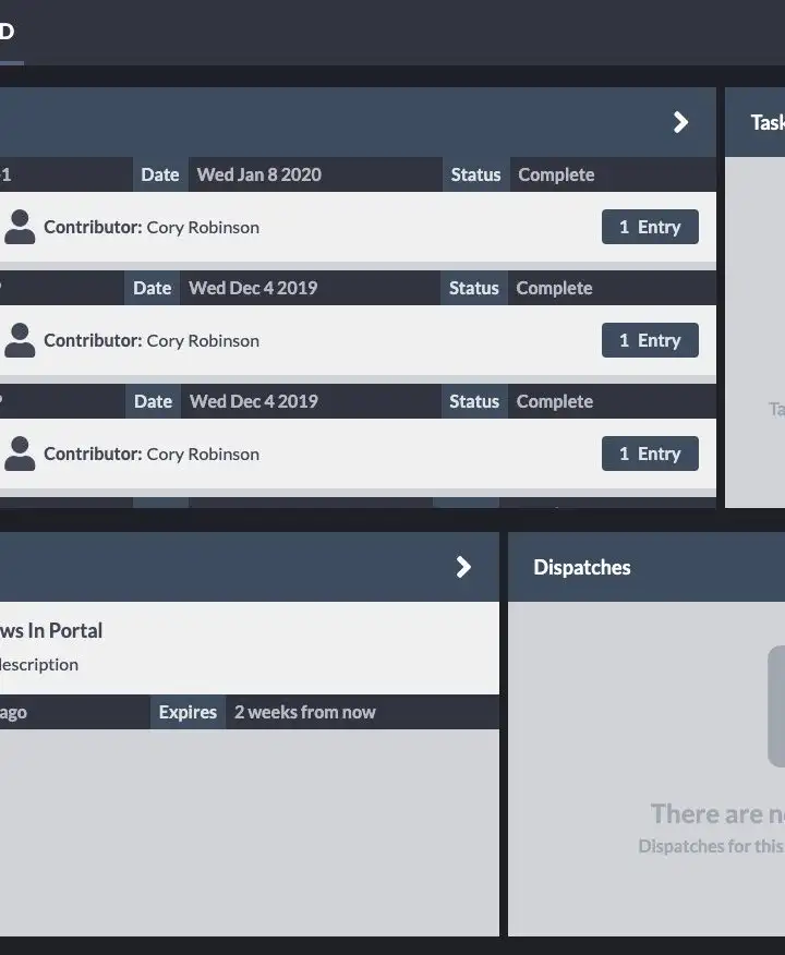 THERMS Client Portal Dashboard