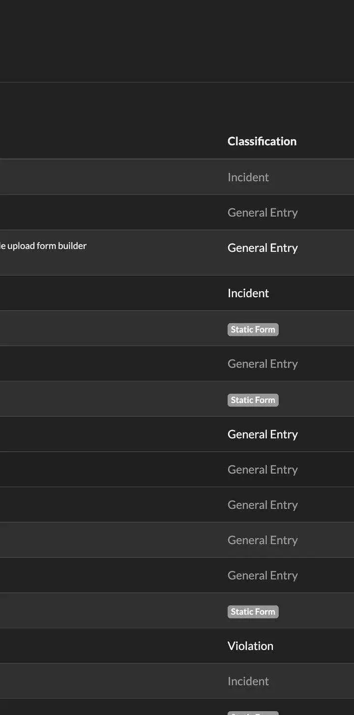 Report Entries List