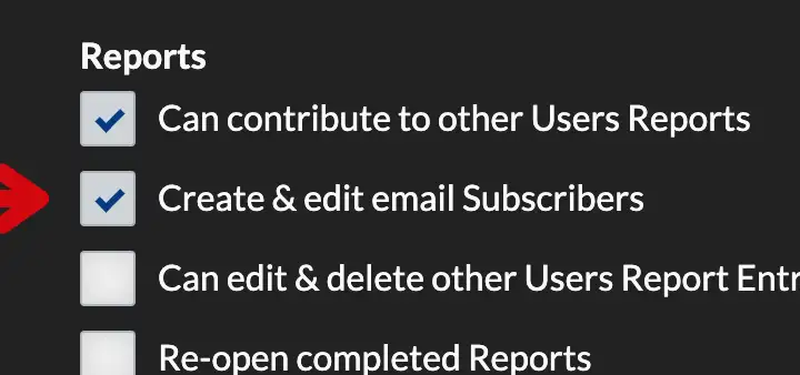 Create & edit email subcribers permission option.