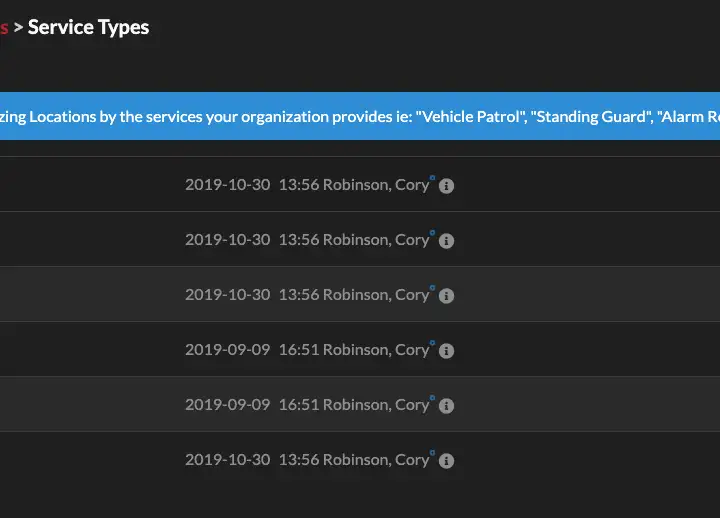 Organization Service Types View