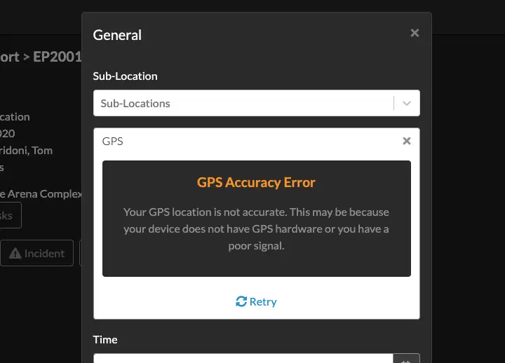 GPS Acurracy Warning