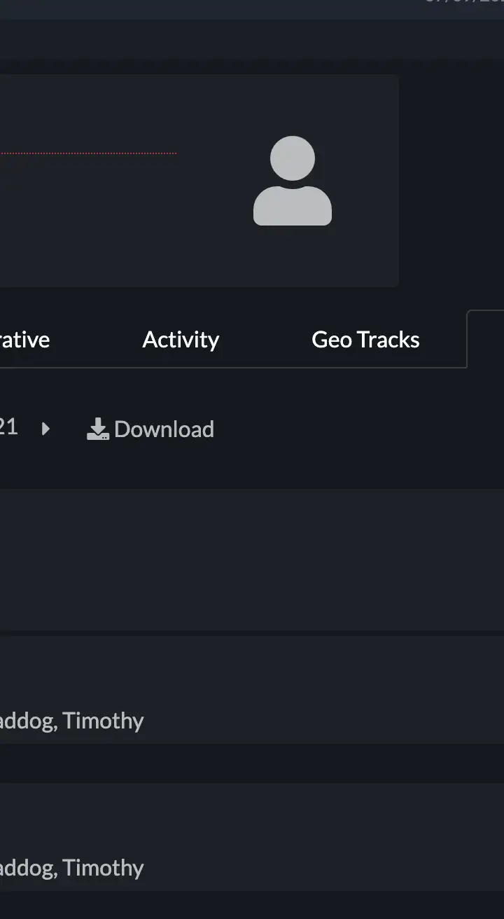 Schedule tab on User profile screen
