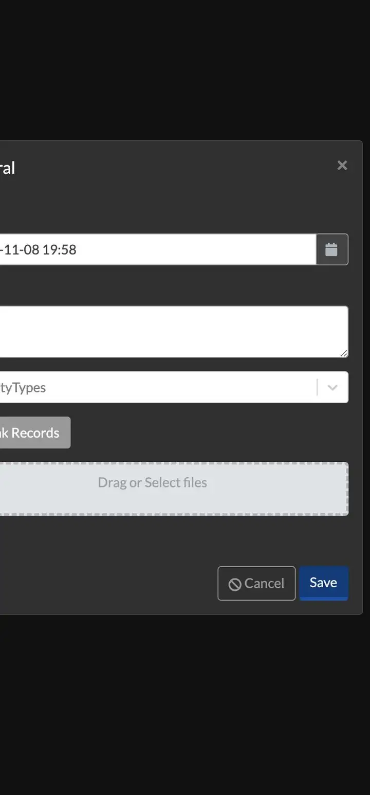 Link Record button in a New Record Entry form