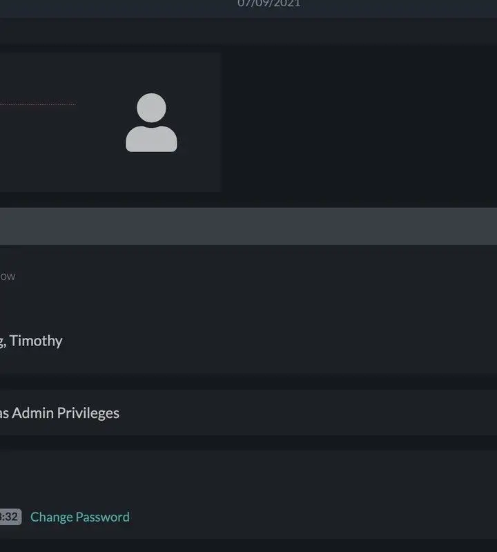 User name highlighted on left side bar by an arrow.