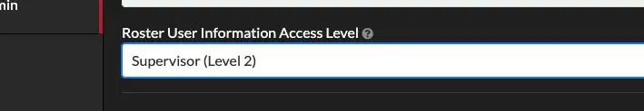 Roser User Information Access Level configuration option.